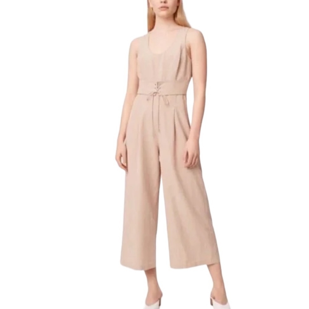Club Monaco Beige Sleeveless Linen Blend Jumpsuit